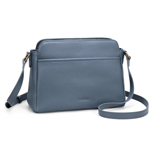 befen Anti-theft Crossbody Bag for Women Genuine Leather, Small Cross Body Shoulder Handbags with RFID Card Slots - color: Blue