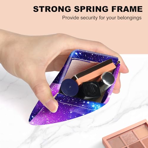 2Pcs PU Leather Small Squeeze Coin Purse Pouch Mini coin Bag Unique And Cute Wallet Cosmetic Bags Change Bag For Women Girls Men （Purple Starry Sky - color: Purple Starry Sky