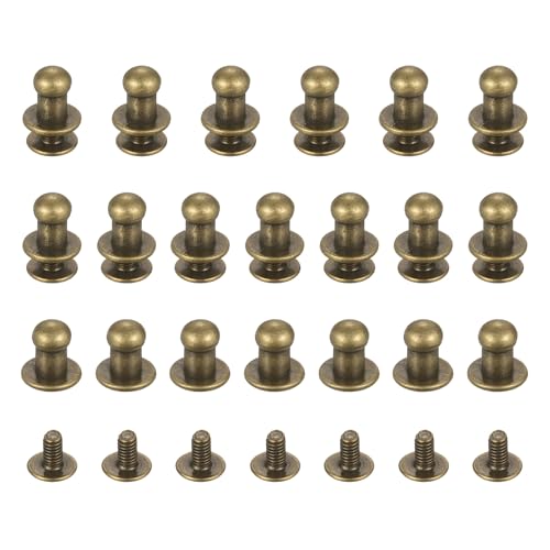 TIXIPEM 5mm Ball Head Stud Rivets Screw Back [20Pcs] - Metal Round Head Button Nipple Rivet Use for Bag & Belt & Handbag & Leather Craft & DIY Decoration - [Copper] - color: Copper, size: 5mm