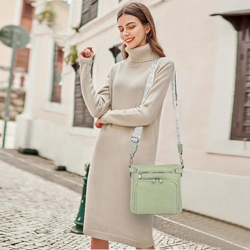 TANTOMI Crossbody Bags for Women Purses for Women Trendy Leather Shoulder Handbags Travel Purse with 6 Card Slots - color: Light Green