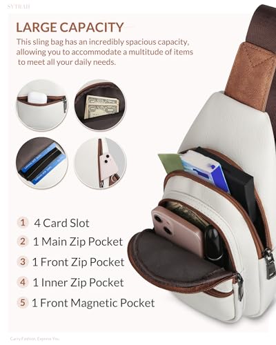 Sling Bag for Women, Crossbody Waist Pack Chest Purse Travel Beige | Crossbody Purse with Dual Zipper Main Compartment,6 Pockets & 4 Card Slots, Reversible Design, Travel & Daily Use - color: Z-beige Brown