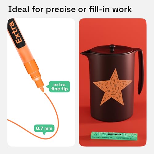 ARTISTRO Orange Acrylic Paint Markers - 0.7mm Extra Fine-Tip - Set of 2 - color: Orange