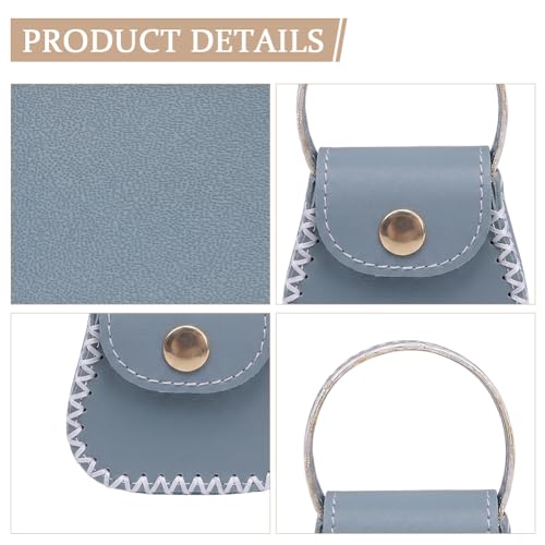 CALFOVERA Cowhide DIY Handbag Mini Coin Bag Sewing Set for Women Guneine Leather Purse Making Kit Handmade Small Purse Crochet Knitting Supplies for Birthday Bridal Wedding Gift(Blue) - color: blue