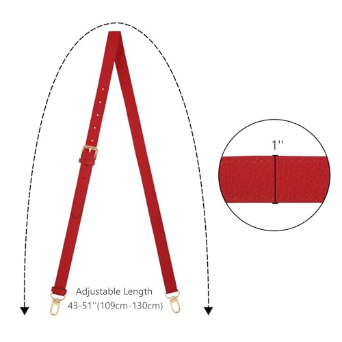 IBWell Genuine Leather Strap Replacement Crossbody Adjustable with Shoulder Strap Pads for Travel Duffel Bags - color: Red