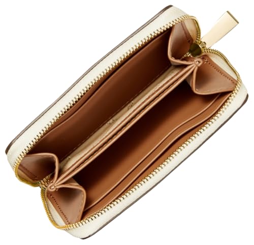 Michael Kors Jet Set Small Zip Around Card Case, Gold-Tone Hardware/Vanilla/Acorn - color: Gold-tone Hardware/Vanilla/Acorn