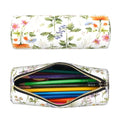 OSAM SPACE Leather Pencil Case Round Pencil Bag Flowers Plant Art Pen Organizer Holder Portable Zipper Pouch Cute School Supplies for Girls Boys Study Office - color: Flowers Plant Art