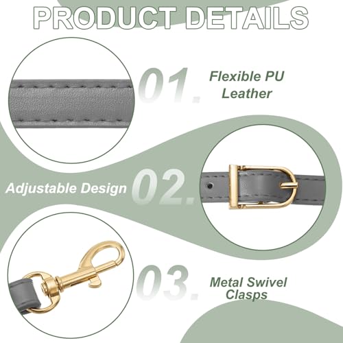 Leather Purse Strap Replacement PU Crossbody Adjustable Long Strap | Silver Swivel Clasps - color: Gray Gold, size: 26-51 Inch