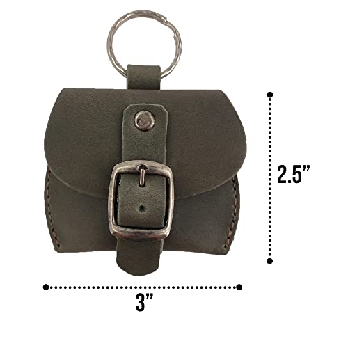 Hide & Drink, Tiny Purse Keychain Handmade from Full Grain Leather, Key Ring Pouch, Mini Bag, Cute Accessories :: Dark Jade - color: Dark Jade