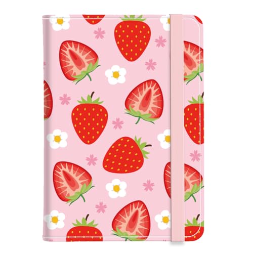 PU Leather Passport Holder Cover 5.9×4.3 Inch with Credit Card Slot Boarding Pass Slot Combo Blocking Passport Holder Wallet Cover Case for Travel Boarding Essentials(Strawberry Flower) - color: Strawberry Flower