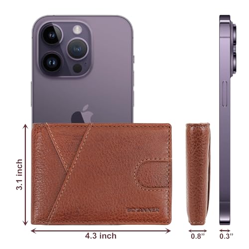 Genuine Leather Mens Bifold Wallet RFID Blocking 7 Credit Card Slots 1 ID Window 1 Section for Bills 2 Additional Slots | Tan - color: Tan, size: 7 Card + 1 ID