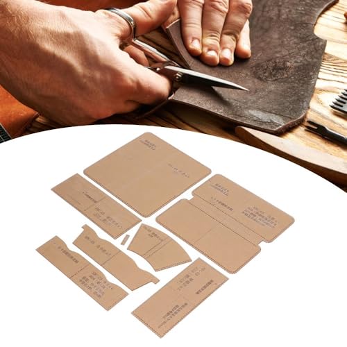8pcs Acrylic Long Wallet Template for DIY Cutting Pattern | 1:1 Scale, Faux Leather Pattern Making, Protective Kraft Paper, 1.1-8.3 In Range