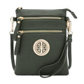 Small Multi Zipper Pockets Crossbody Bag with Detachable Wristlet - color: Olive