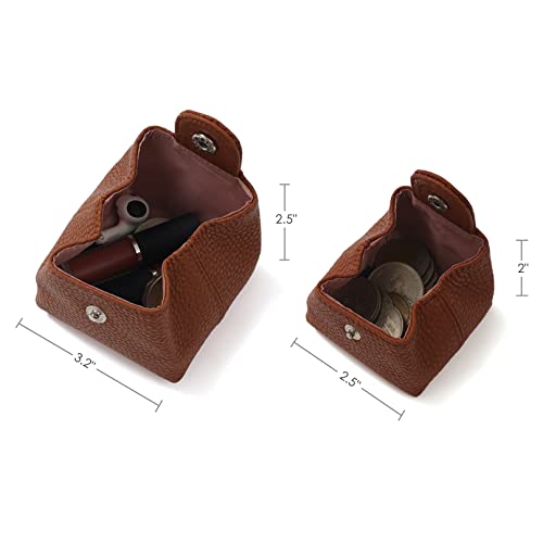 Cockatoo Genuine Leather Coin Pouch Change Holder, Mini Snap Pocket Wallet for Men Women (Shifting Sand,Large) - color: Shifting Sand, size: Large