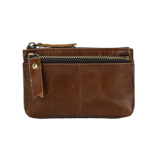 1 Pcs Leather 3 Zipper Coin Purse Wallet With Key Ring, Coin Organizer, Change Holder, Leather Zipper Storage Bag for Men