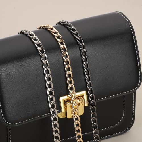uxcell 23.6" Flat Purse Chain Strap, Silver Shoulder Straps Chains Metal Handbag Replacement Belt with 2 Pcs Metal Lobster Swivel Trigger Clips Style1 for Cross Body Wallet Bag - color: Silver, size: 23.6"
