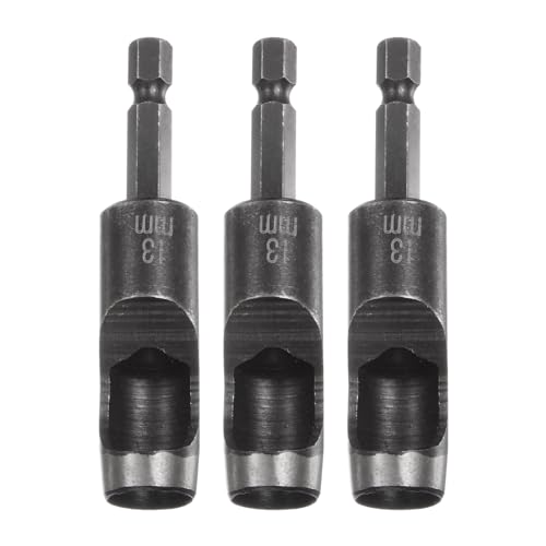 HARFINGTON 3pcs Leather Hollow Punch 1/4 Hex Shank for Drills, 13mm Dia Rotary Hole Punch for Thick Fabrics Leathercraft Working - size: 13mm