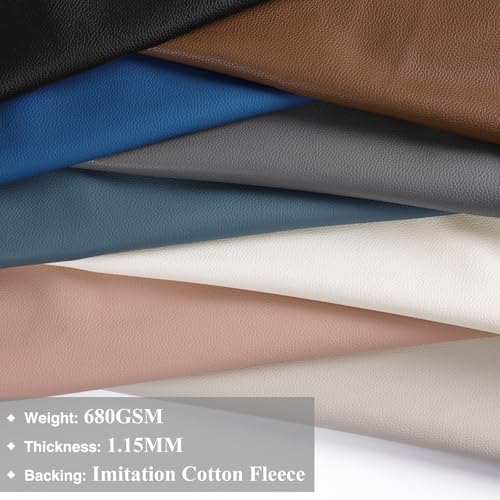 Faux Leather Fabric 55" W 1.15MM Thicken Marine Vinyl Fabric 1 Yard 36"x55" | by The Yard, Waterproof, Soft Synthetic PU Leather Material for Upholstery Sofa Bags Chairs Earrings Bows DIY Crafts, Grey - color: Grey, size: Pre-Cut 1 Yard
