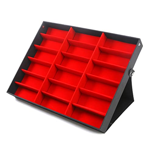 18 Slot Sunglasses Organizer Multi Display Case Jewelry Collection Case for Jewelry Collection sunglass glass watch - color: Black Red