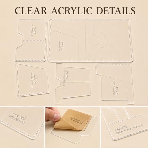 RIVEENY Leather Craft Templates: Acrylic Bag Pattern for Passport Holder Cover Wallet, Acrylic Leather Template Kit - style: AAB-599