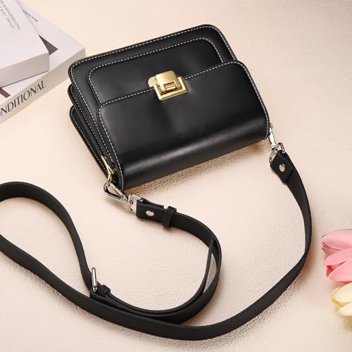 uxcell Genuine Leather Purse Strap, 41.7"-51.2" Adjustable Crossbody Replacement Straps 1" Width for Women Handbags Shoulder Bag (Grey, Gold Buckle) - color: Grey, Gold Buckle
