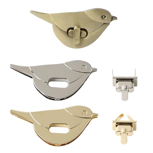 3Pcs Metal Bird-Shaped Lock Clasp Buckle Secure Fashionable and Easy to Use Hardware Accessory for Leather Bags Purses and Handbags DIY Craft Supplies