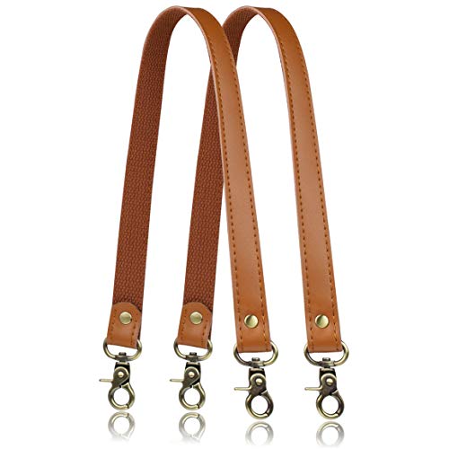 Allzedream Genuine Leather Purse Strap Sewing Canvas Replacement Handbag Shoulder Bag 2 Pcs - color: Camel