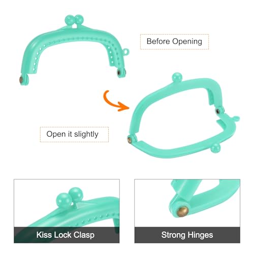 uxcell 5 Pcs Plastic Purse Frame, 8.5cm/3.3" Retro Arch Kiss Lock Clasp Frame Embossed for Purse Making, Handled Bag, Coin Bag Clutch Bag, Frame Hardware Replacements (Light Blue) - color: Light Blue