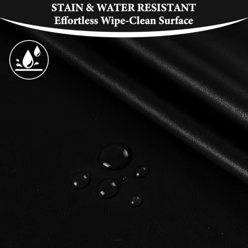 Faux Leather 1.00mm Upholstery Fabric by the Yard 12 Yard Black | Semi-PU Waterproof Marine Vinyl, Soft Thick 2-way Stretch Leather Sheet for Sofa Wallet Cushion Craft Sewing Projects - color: Black, size: 12 Yard