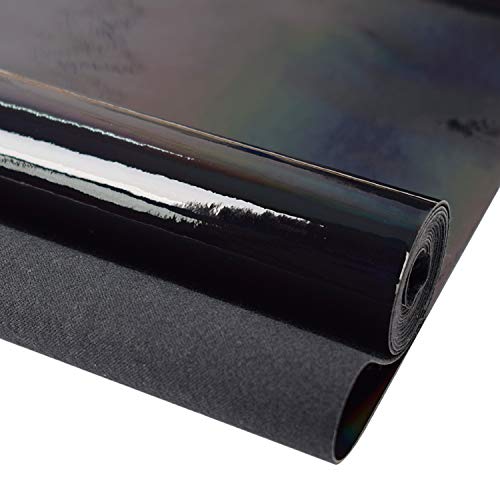 HGUAN Holographic Vinyl Fabric 12"x53"(30cm x 135cm),1roll Faux Leather Sheets are Suitable for Bows,Leather Earrings and Other DIY Craft Items (Black) - color: Black
