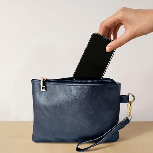 K.E.J. Clutch Purses for Women Wallet Wristlet Small Wallet Purses Clutch Handbags Zipper Purse for Ladies Women Gifts - color: Blue