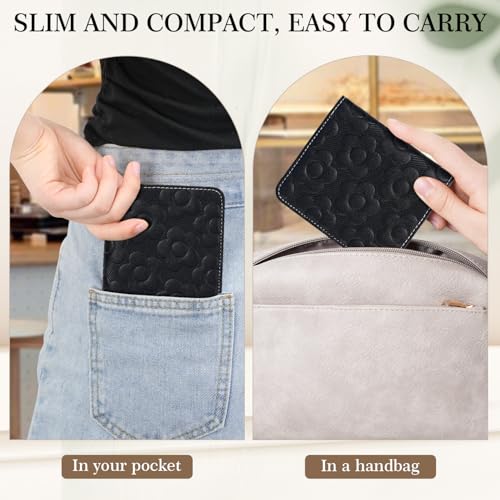 Small Wallet Women Slim RFID Leather Bifold Wallet Embossed Design | Compact design with ID window, card slots, and zipper coin pocket, ideal for daily travel, shopping, and gifts - color: 07-Black