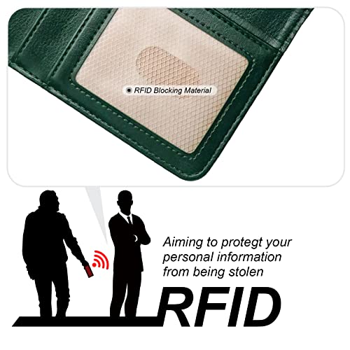 Bocasal Detachable Wallet Case Card Holder for iPhone 17 Pro, Green | RFID Blocking Kickstand Card Slots Holder PU Leather Magnetic Shockproof Wrist Strap Removable Flip Protective Cover 6.3 inch - color: Green