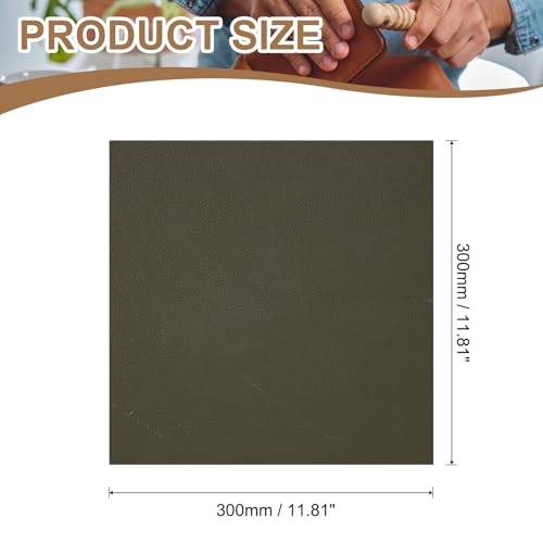 uxcell Genuine Leather Sheet, 11.8" x 11.8" Natural Distressed Cowhide Full Grain Leather Pieces, Pre Cut Sheets for Crafting, Sewing, Tooling, Sheath Making, Dark Green - color: Dark Green
