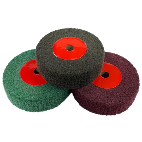 3PCS 4 Inch Bench Grinder Polishing Wheels, 320/600/800 Grit Tight Weave Tough Polishing Burnishing Wheel, Nylon Abrasive Flap Wheel for Refurbishing Golf Clubs Metal Copper, 1.2" Thickness 1/2" Arbor