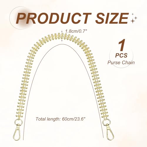 uxcell Metal Chunky Purse Chain Handle, 60cm/23.6" Bag Extender Chains Replacement with Swivel Lobster Clasps for DIY Handmade Handbag Shoulder Bags Hardware Accessories, Champagne Gold - color: Champagne Gold