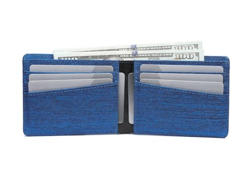 Lanyani Minimalist Fabric Wallet Bifold RFID Blocking - color: Blue