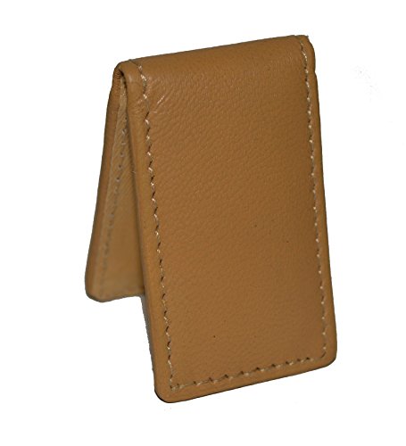 Men's New Leather Strong Magnetic Money Clip (Tan) - color: Tan