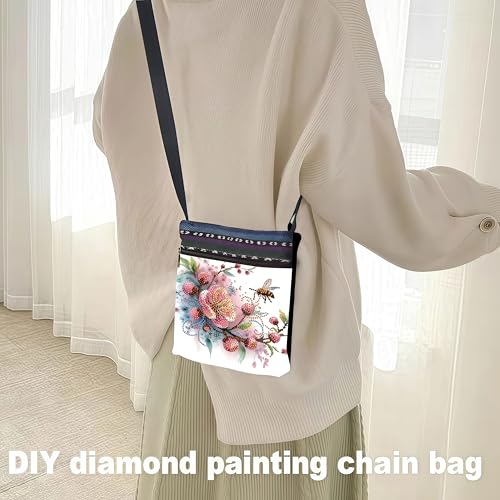 DDGYP DIY Diamond Painting Crossbody Bag, Diamond Art Kits for Adults Women | PU Leather Floral Bee Art Bag, Diamond Art Projects Craft Kits - color: Butterfly Flower 4