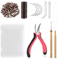 VCAY Hair Extension Tools Kit,200 Beads,Plier,Threader,Hook,Needles,Thread - color: Brown