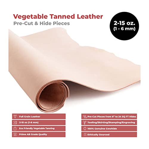 ELW 3-4 oz (1.2-1.6mm) Thickness Weight 2PCS 10"x10" Vegetable Tanned Leather Cowhide Grade AB Full Grain Leather for Tooling, Carving, Engraving, Molding, Embossing, Stamping, & Dyeing - color: 3-4 oz (1.2-1.6mm), size: 2PCS 10"x10"