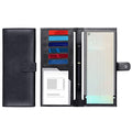 LLi Cufite Business Size and Travelers Check Large Checkbook Cover for Side & Top Tear Checks, Deposit Tickets, Companion Checks, Leather Check Book Cover with Duplicate Check Sleeve & Card Slots - color: Black