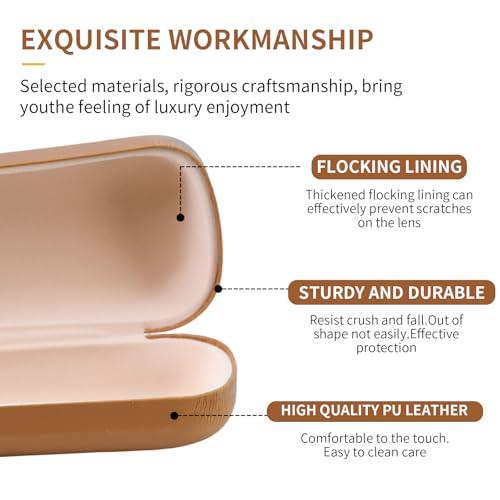PERFECTSIGHT Sunglasses Case, Large Hard Shell Glasses Case, Cute PU Leather Protective Eyeglasses Case for Women Men - color: Brown