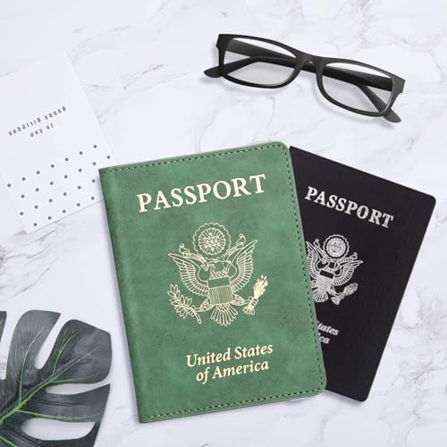 Passport Holder for Travel, US Passport Cover and Card Slot Combo - color: Green