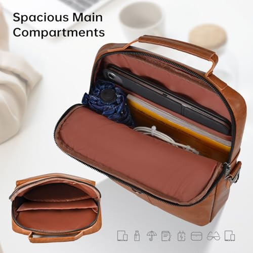 12.9-13 Inch iPad Carrying Leather Bag for 2026 2025 13 inch iPad Air M4 M3 & iPad Pro M4 M5 with Magic Keyboard, iPad Pro 12.9, Travel Shoulder Sleeve Case, Brown - color: Brown, size: 13 Inch