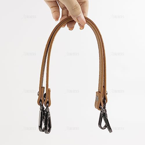 AUEAR, 2 Pack PU Leather Small Bag Handle Strap Brown with Gun Black Swivel Lobster Buckles for Handbag Purse - color: Brown