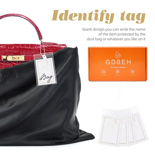 12 Pack Dust Bags for Handbags Travel Storage Pouch Silk Cloth Bag - color: B-Black, size: 23.6x19.6in