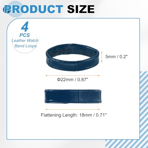 HARFINGTON Leather Watch Band Loops Replacement Watch Strap Holder Retainer Wristwatch Strap Fastener Rings for Wristband - color: Blue, size: 18mm