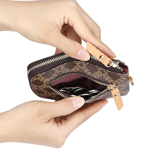 Royal Bagger Women's Genuine Leather RFID Coin Purse for Women, Multi-Zipper Clutch Wallet with Keychain & Wristlet 1903 (Coffee 2903) - color: Coffee 2903