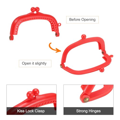 uxcell 5 Pcs Plastic Purse Frame, 8.5cm/3.3" Retro Arch Kiss Lock Clasp Frame Embossed for Purse Making, Handled Bag, Coin Bag Clutch Bag, Frame Hardware Replacements (Red Bronze) - color: Red Bronze