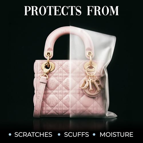 Pack of 15 Anti-Scratch Pouches, 5" x 8" Protective Dust Bags for Handbags, Shoes, and Accessories - Made in USA Purse Dust Bag for Storage - Soft, Breathable Cloth-Like Shoe Storage Bag | Soft, Breathable Cloth-Like Storage Pouches for Handbags, Shoes an